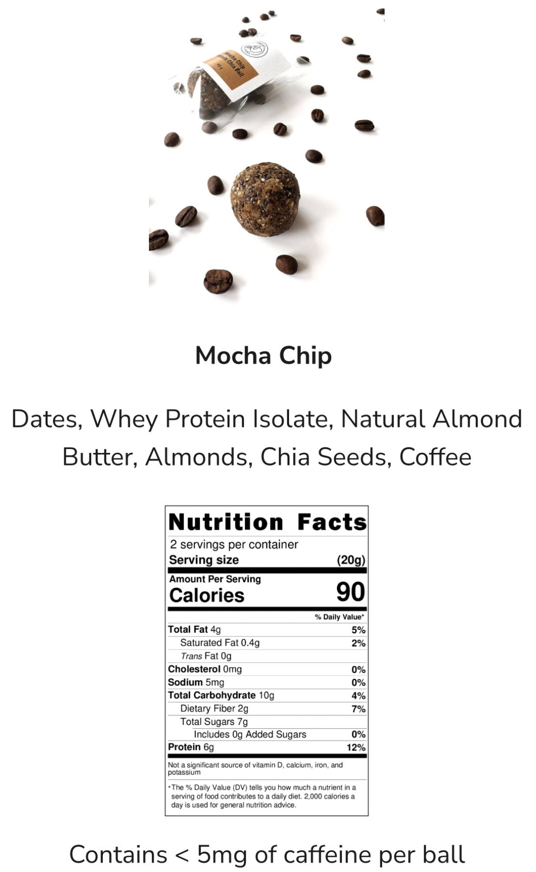 Sweatfuel Mocha Chip Protein Chia Balls 2 Pack
